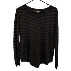 I.N. Studio Black & Silver Chevron Knit Sweater – Size PL